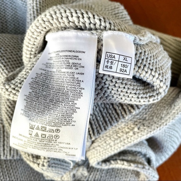 Brooks Brothers Gray Grey Sweater Vest Crew Scoop Neck Fringe Cotton XL - Picture 5 of 6